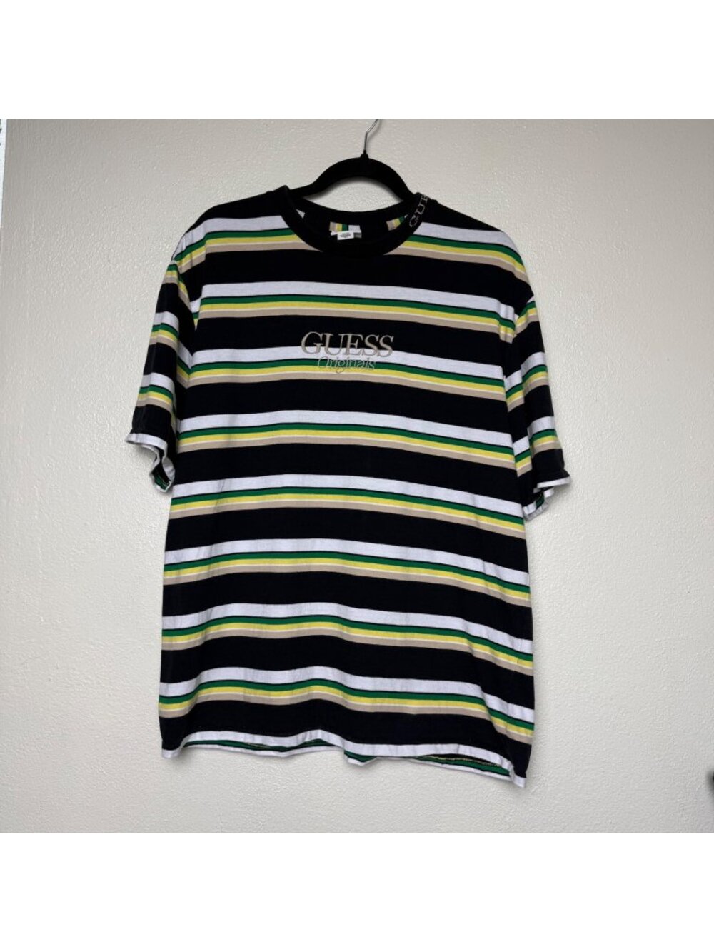 Guess Originals Multicolor Men's Striped T-Shirt Stitched Cotton Sz M